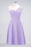 Chic One-Shoulder Short Burgundy Affordable Bridesmaid Dress with Ruffle