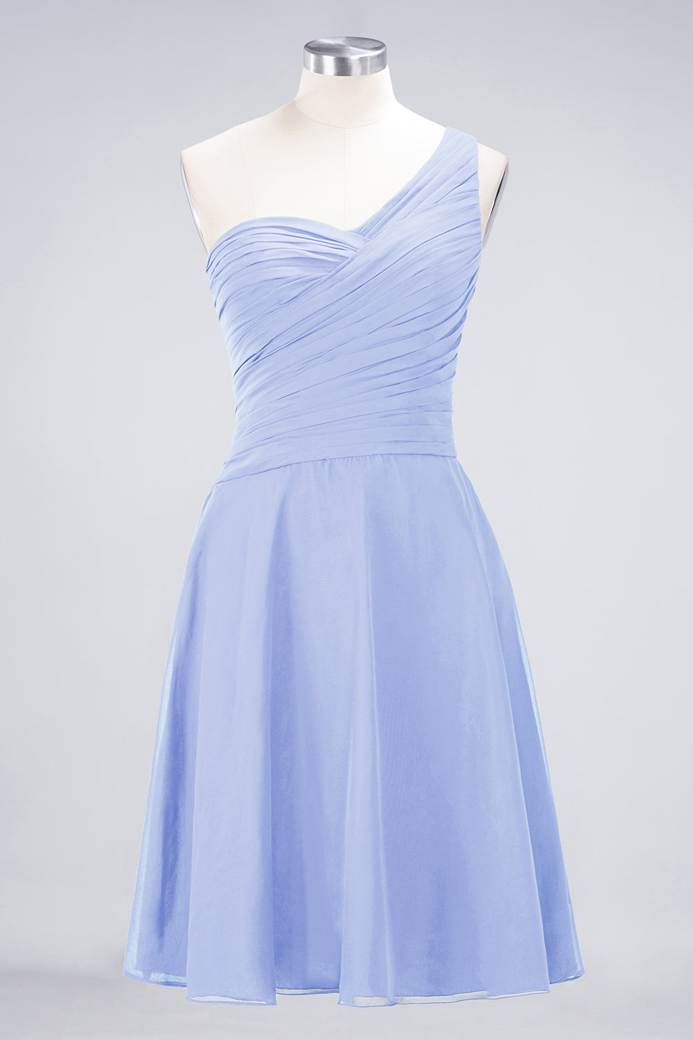 Chic One-Shoulder Short Burgundy Affordable Bridesmaid Dress with Ruffle