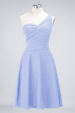 Chic One-Shoulder Short Burgundy Affordable Bridesmaid Dress with Ruffle