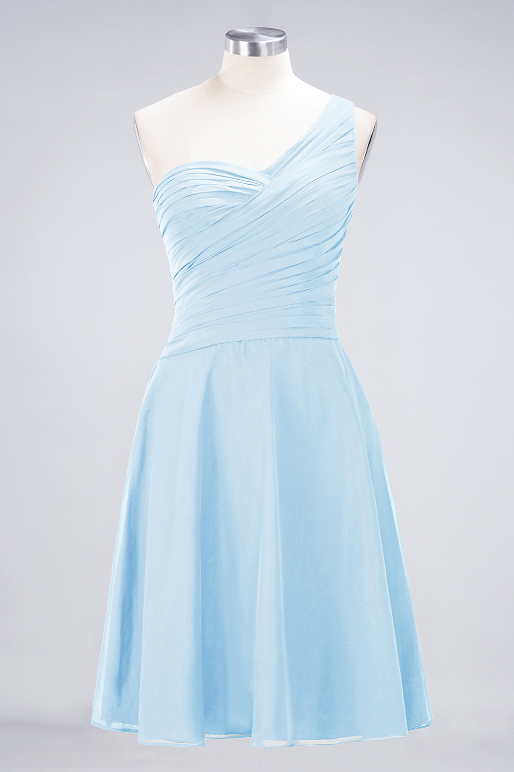 Chic One-Shoulder Short Burgundy Affordable Bridesmaid Dress with Ruffle