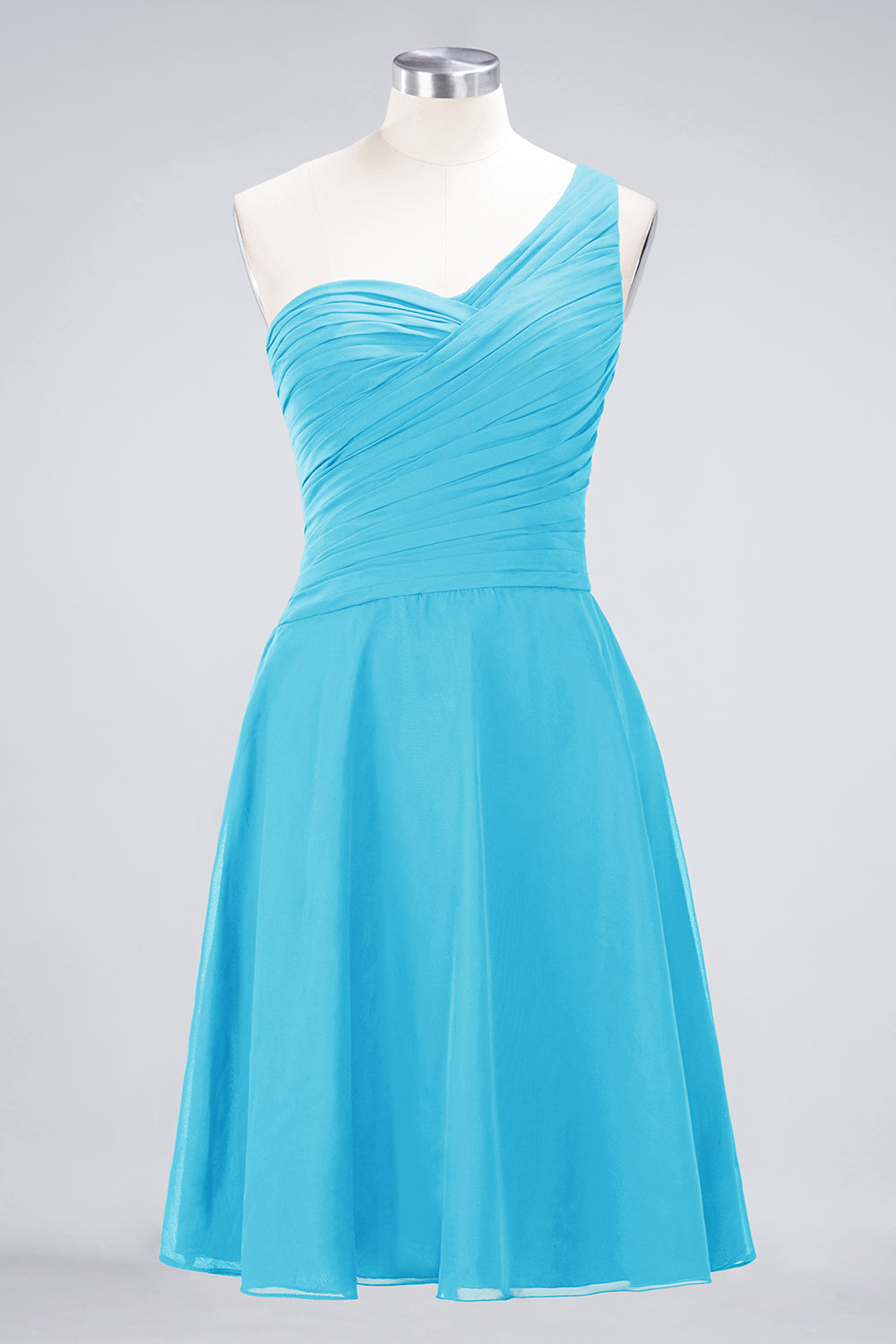 Chic One-Shoulder Short Burgundy Affordable Bridesmaid Dress with Ruffle