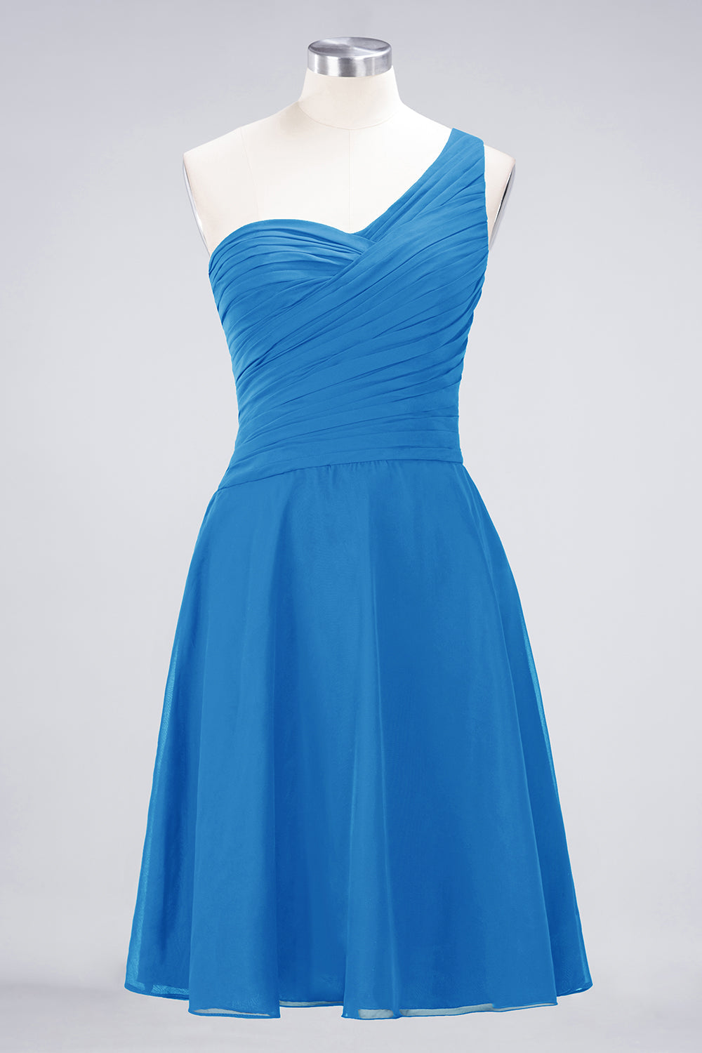 Chic One-Shoulder Short Burgundy Affordable Bridesmaid Dress with Ruffle