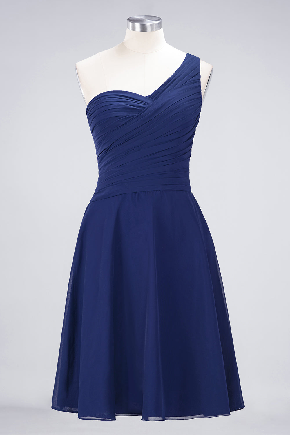 Chic One-Shoulder Short Burgundy Affordable Bridesmaid Dress with Ruffle