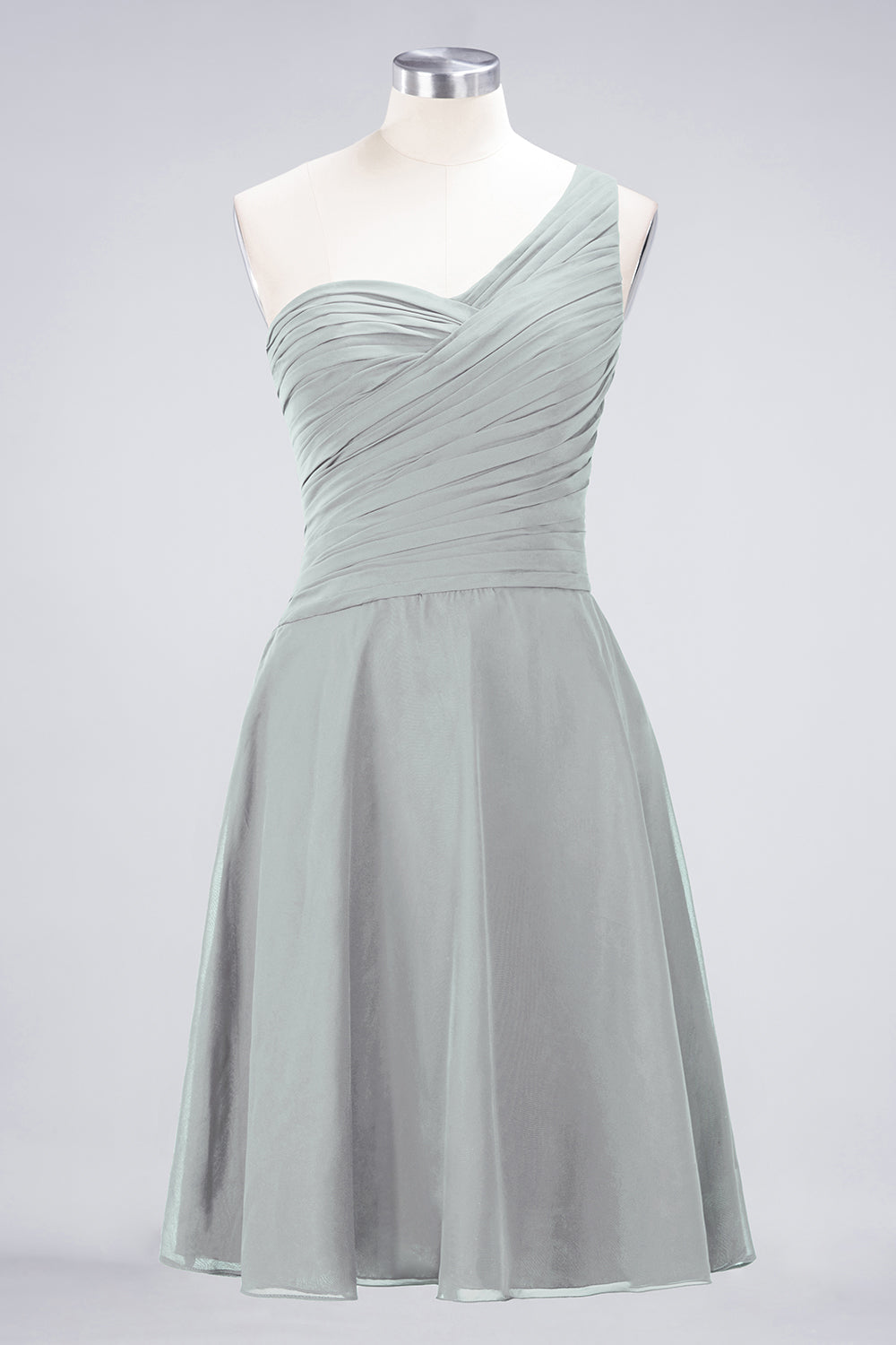 Chic One-Shoulder Short Burgundy Affordable Bridesmaid Dress with Ruffle
