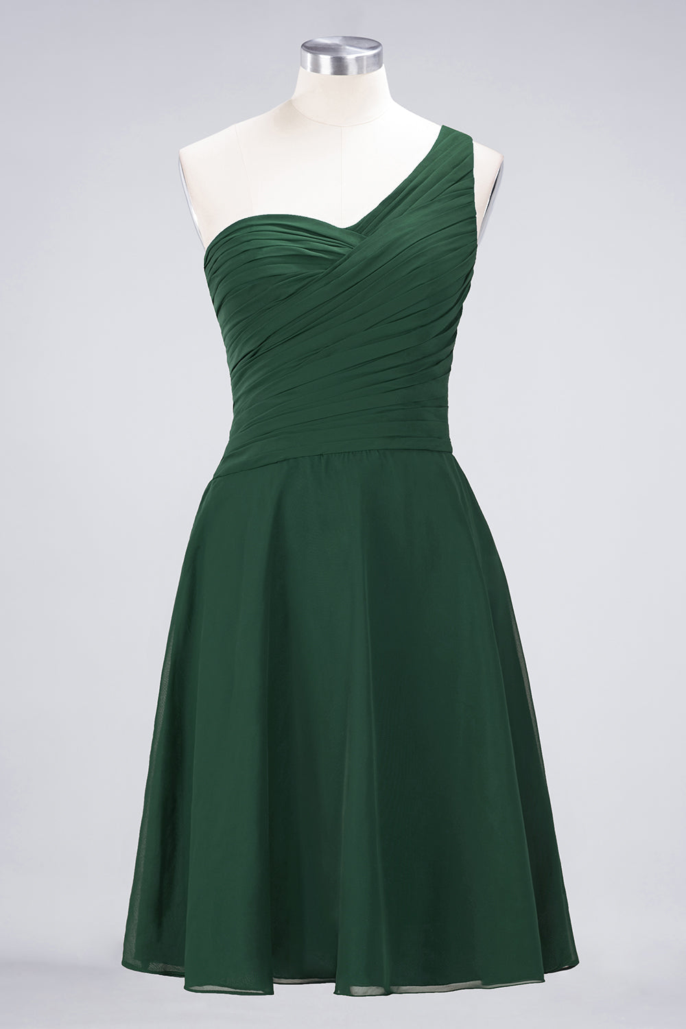 Chic One-Shoulder Short Burgundy Affordable Bridesmaid Dress with Ruffle