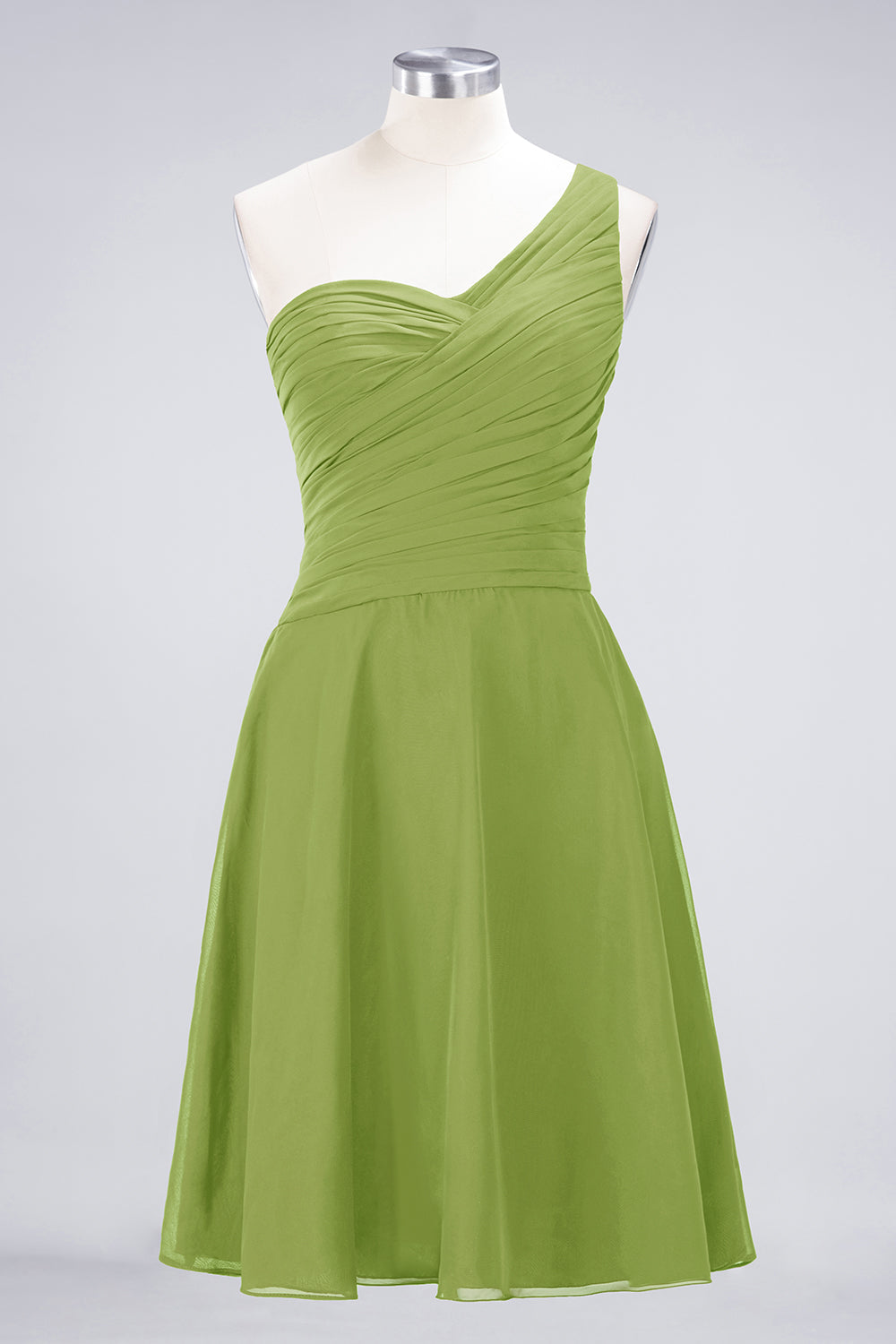 Chic One-Shoulder Short Burgundy Affordable Bridesmaid Dress with Ruffle