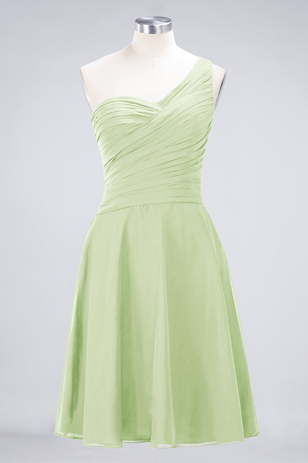 Chic One-Shoulder Short Burgundy Affordable Bridesmaid Dress with Ruffle