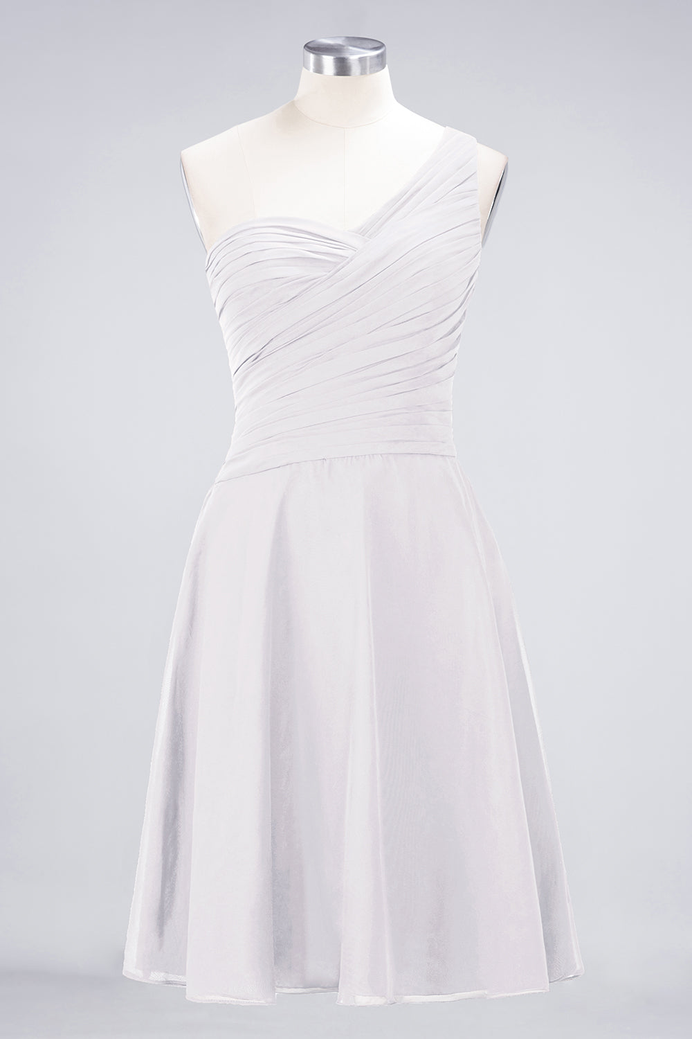 Chic One-Shoulder Short Burgundy Affordable Bridesmaid Dress with Ruffle