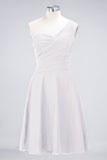 Chic One-Shoulder Short Burgundy Affordable Bridesmaid Dress with Ruffle