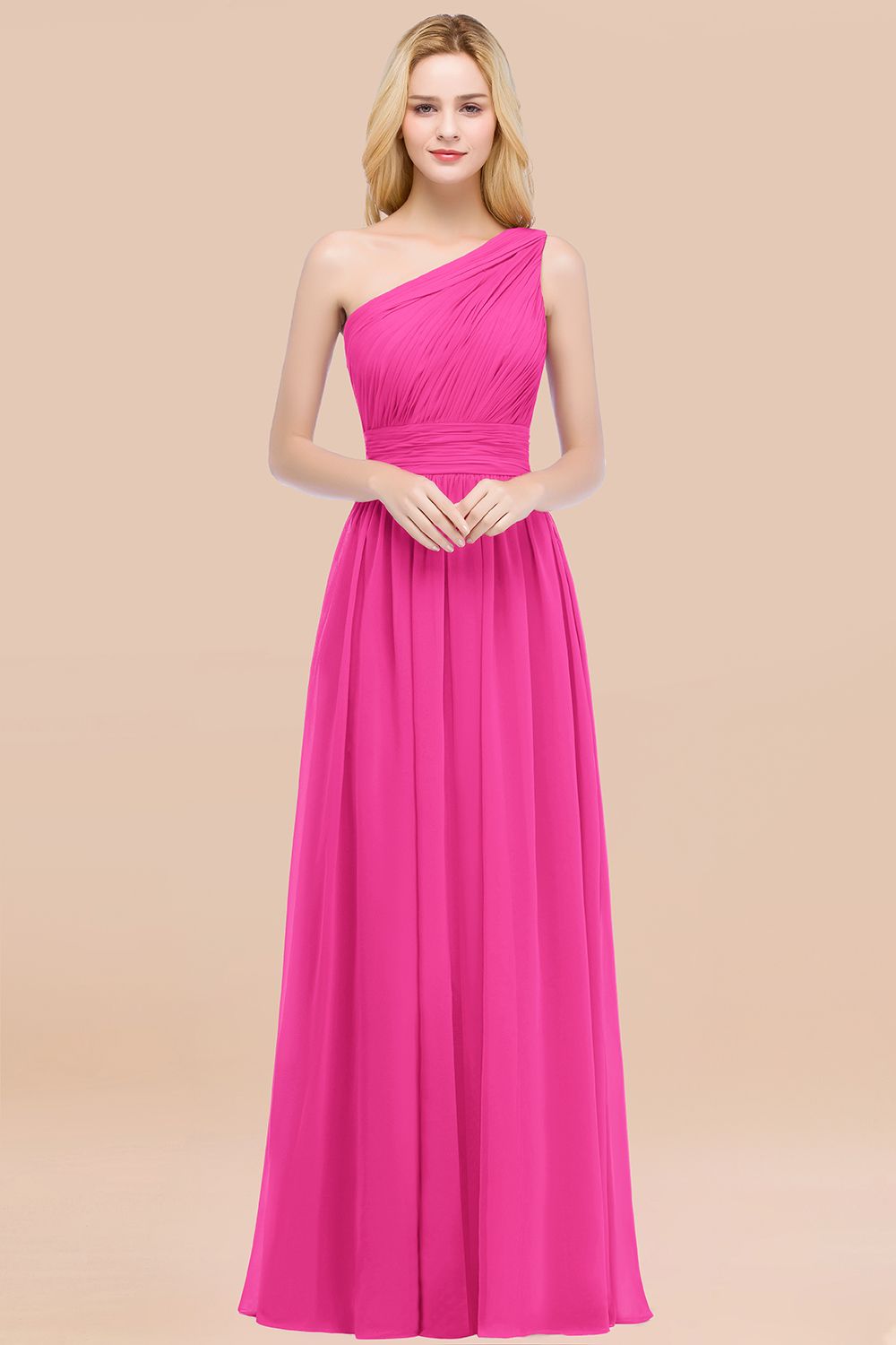 Chic One-shoulder Sleeveless Burgundy Chiffon Bridesmaid Dresses Online