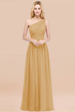 Chic One-shoulder Sleeveless Burgundy Chiffon Bridesmaid Dresses Online