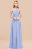 Chic One-shoulder Sleeveless Burgundy Chiffon Bridesmaid Dresses Online