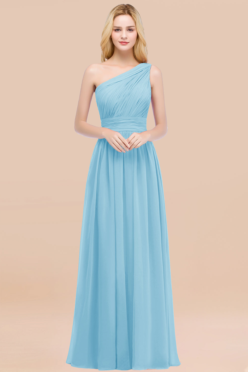 Chic One-shoulder Sleeveless Burgundy Chiffon Bridesmaid Dresses Online