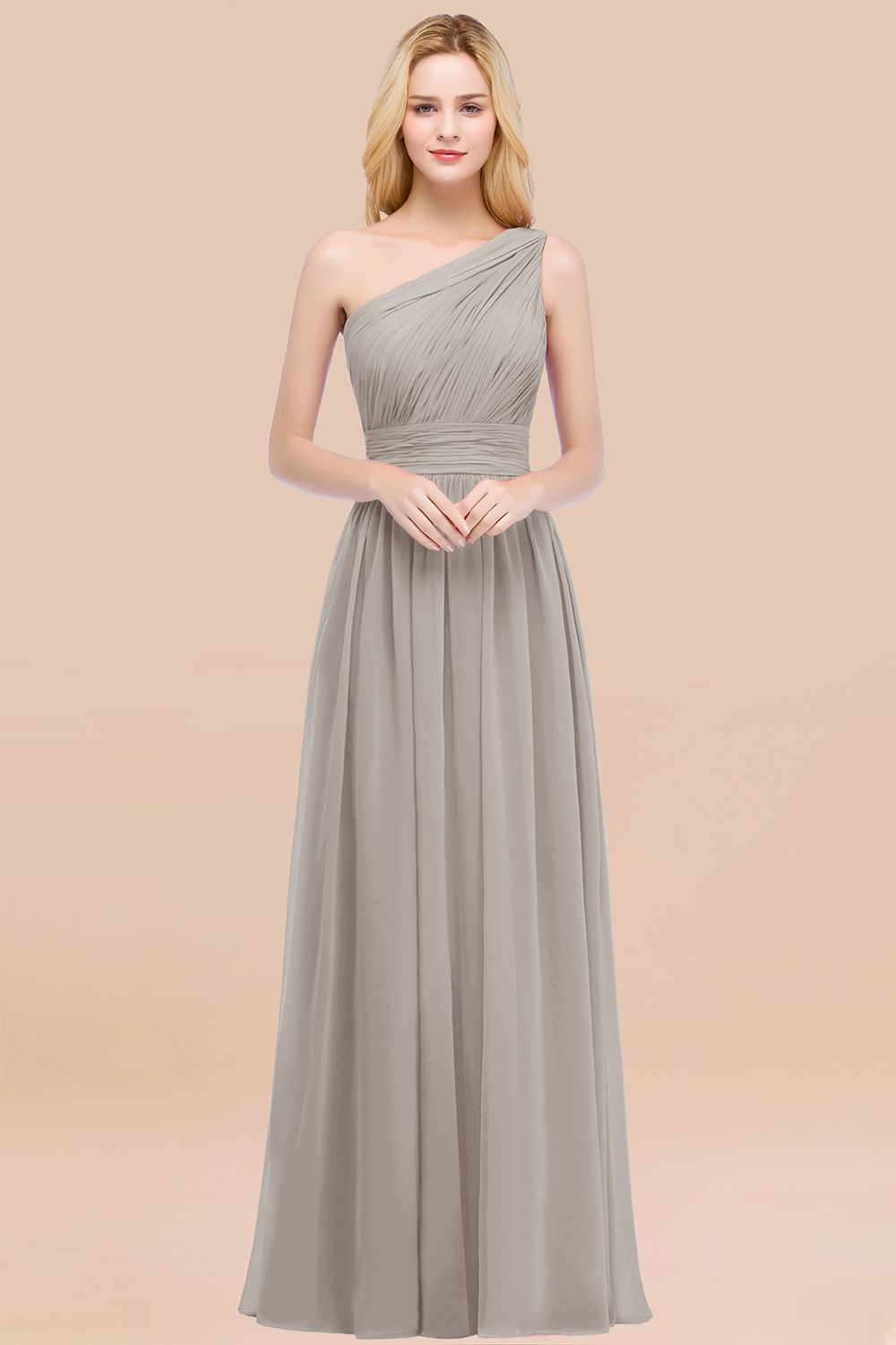Chic One-shoulder Sleeveless Burgundy Chiffon Bridesmaid Dresses Online