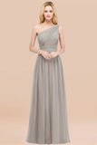 Chic One-shoulder Sleeveless Burgundy Chiffon Bridesmaid Dresses Online