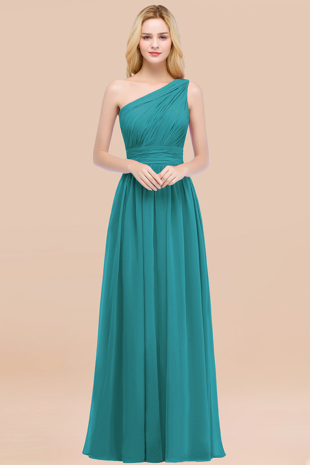 Chic One-shoulder Sleeveless Burgundy Chiffon Bridesmaid Dresses Online