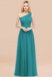 Chic One-shoulder Sleeveless Burgundy Chiffon Bridesmaid Dresses Online