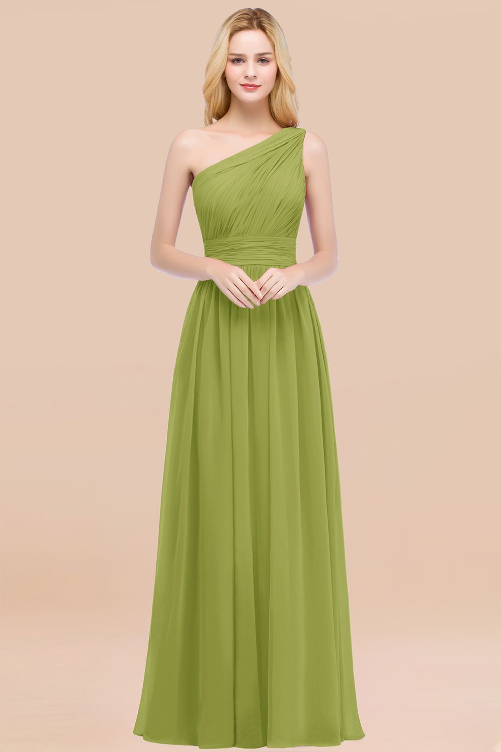 Chic One-shoulder Sleeveless Burgundy Chiffon Bridesmaid Dresses Online