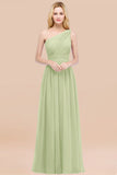 Chic One-shoulder Sleeveless Burgundy Chiffon Bridesmaid Dresses Online