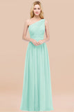 Chic One-shoulder Sleeveless Burgundy Chiffon Bridesmaid Dresses Online