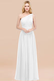 Chic One-shoulder Sleeveless Burgundy Chiffon Bridesmaid Dresses Online