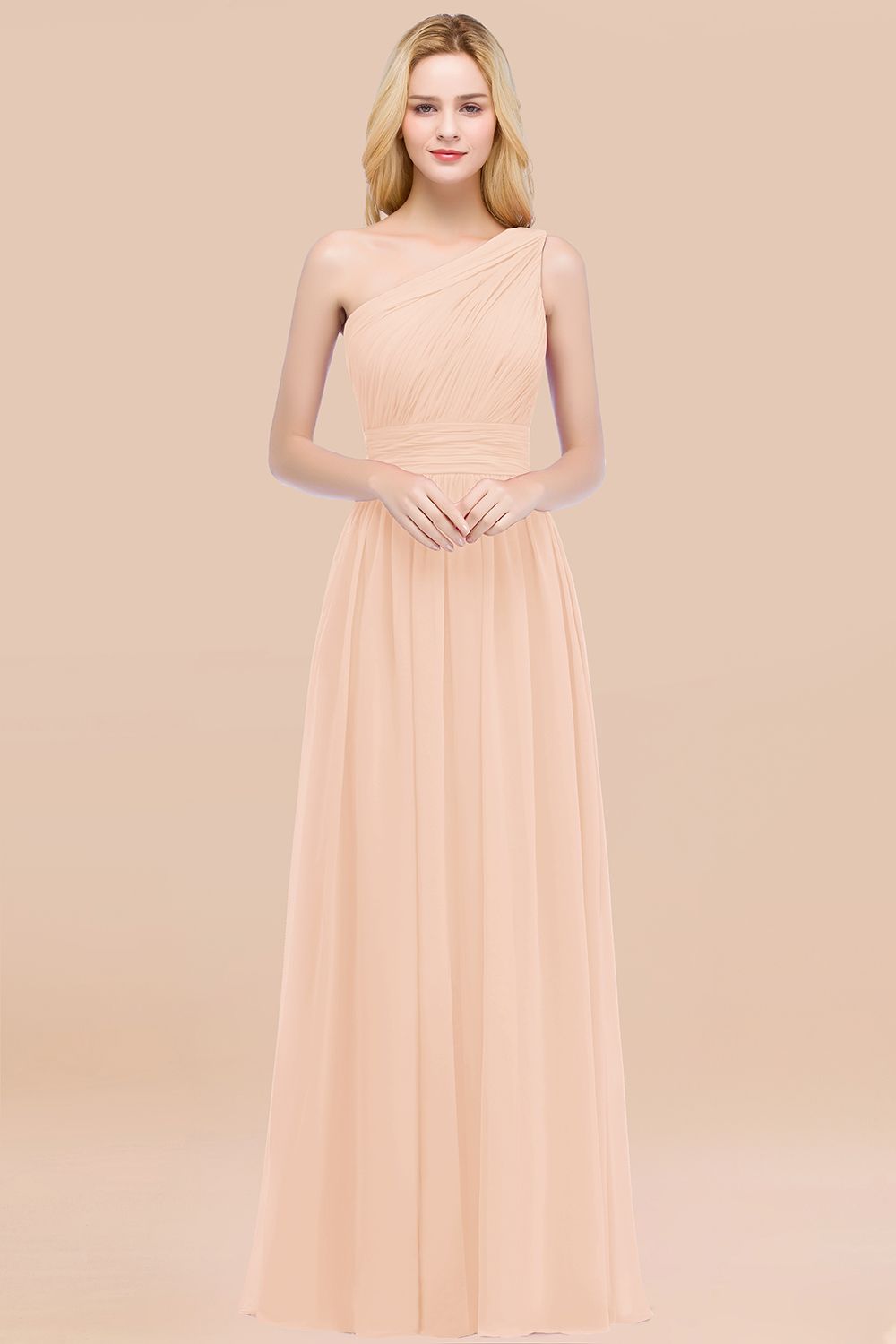 Chic One-shoulder Sleeveless Burgundy Chiffon Bridesmaid Dresses Online