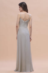 Chic Spaghetti Straps Chiffon Lace A-Line Bridesmaid Dress On Sale