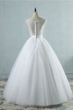 Chic Square Neckling Sleeveless Wedding Dresses White Tulle Lace Bridal Gowns On Sale