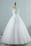 Chic Square Neckling Sleeveless Wedding Dresses White Tulle Lace Bridal Gowns On Sale
