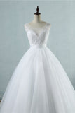Chic Square Neckling Sleeveless Wedding Dresses White Tulle Lace Bridal Gowns On Sale