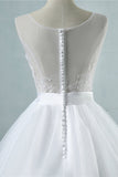 Chic Square Neckling Sleeveless Wedding Dresses White Tulle Lace Bridal Gowns On Sale
