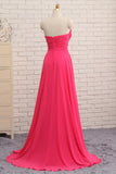 Chic Strapless Sweetheart Watermelon Prom Dresses A-Line Ruffles Crystals Evening Dresses Online