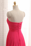 Chic Strapless Sweetheart Watermelon Prom Dresses A-Line Ruffles Crystals Evening Dresses Online