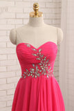 Chic Strapless Sweetheart Watermelon Prom Dresses A-Line Ruffles Crystals Evening Dresses Online