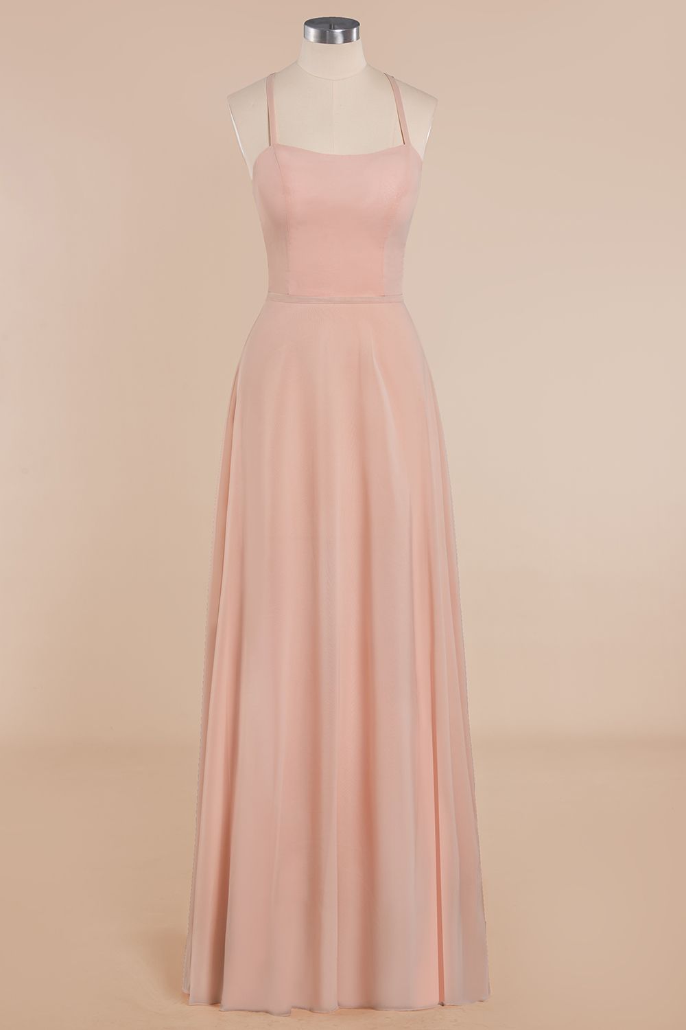 Chic Straps Sleeveless Chiffon Affordable Bridesmaid Dresses with Ruffle