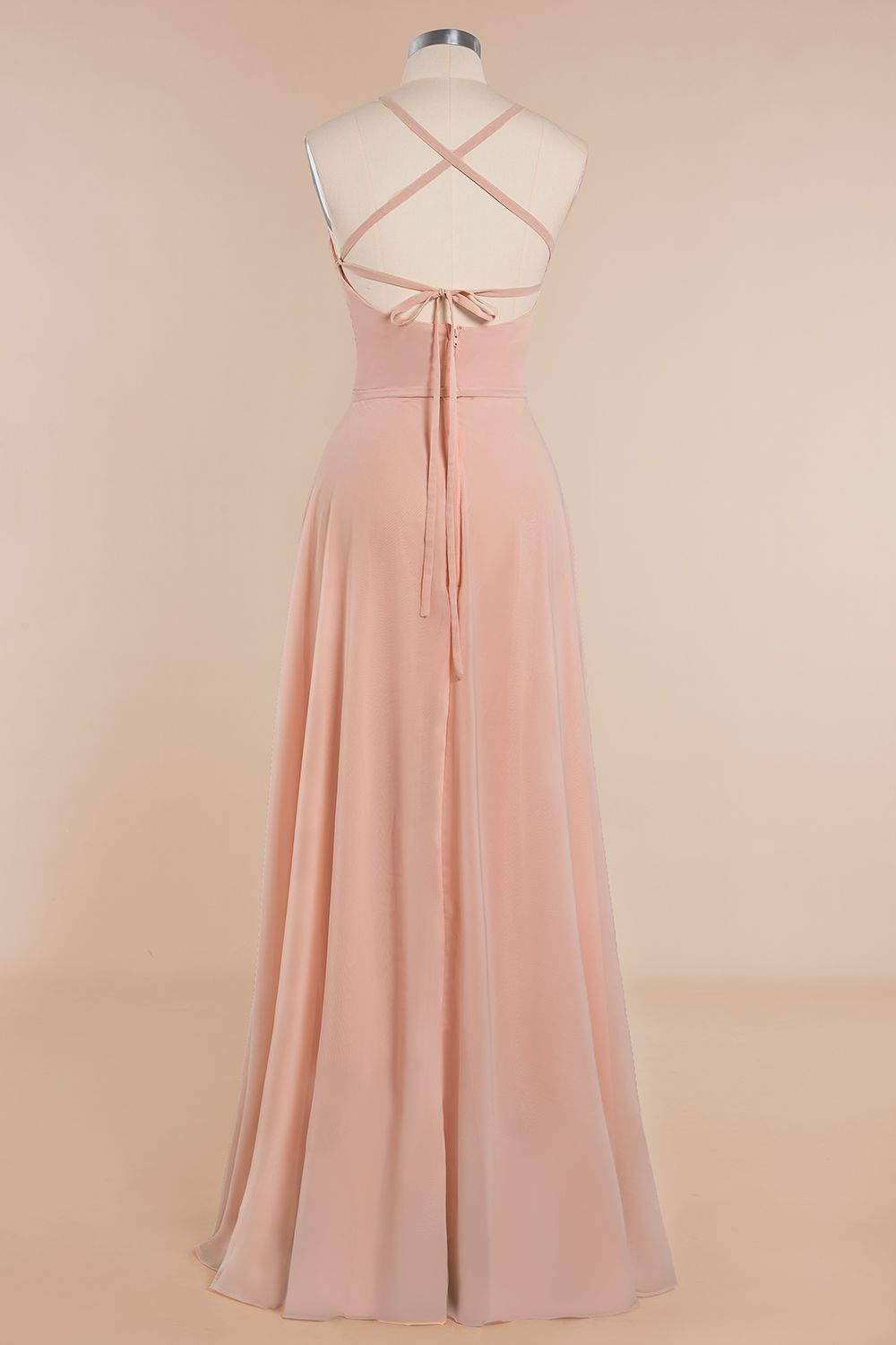Chic Straps Sleeveless Chiffon Affordable Bridesmaid Dresses with Ruffle