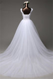 Chic Tulle Lace Jewel Mermaid Wedding Dresses with Overskirt Online