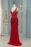 Chic Tulle Straps V-Neck Burgundy Prom Dresses with Rhinestone Appliques Online