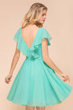 Chic V-Neck Ruffle Chiffon Short Affordable Bridesmaid Dresses Online