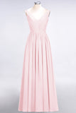 Chic V-Neck Straps Ruffle Burgundy Bridesmaid Dresses with Bow Sash