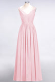 Chic V-Neck Straps Ruffle Burgundy Bridesmaid Dresses with Bow Sash