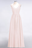 Chic V-Neck Straps Ruffle Burgundy Bridesmaid Dresses with Bow Sash