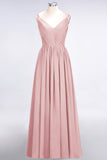 Chic V-Neck Straps Ruffle Burgundy Bridesmaid Dresses with Bow Sash