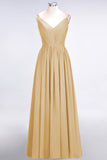 Chic V-Neck Straps Ruffle Burgundy Bridesmaid Dresses with Bow Sash