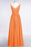 Chic V-Neck Straps Ruffle Burgundy Bridesmaid Dresses with Bow Sash