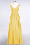 Chic V-Neck Straps Ruffle Burgundy Bridesmaid Dresses with Bow Sash