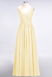 Chic V-Neck Straps Ruffle Burgundy Bridesmaid Dresses with Bow Sash