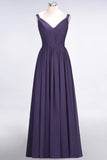 Chic V-Neck Straps Ruffle Burgundy Bridesmaid Dresses with Bow Sash