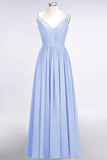 Chic V-Neck Straps Ruffle Burgundy Bridesmaid Dresses with Bow Sash
