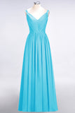 Chic V-Neck Straps Ruffle Burgundy Bridesmaid Dresses with Bow Sash